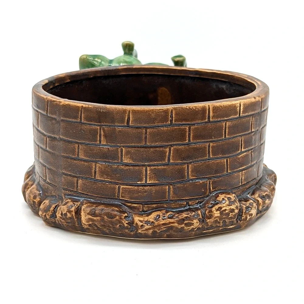 Vintage Majolica Lucky Elephant Planter Two Green Elephants Trunks Up China - Picture 7 of 12